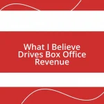 What I Believe Drives Box Office Revenue